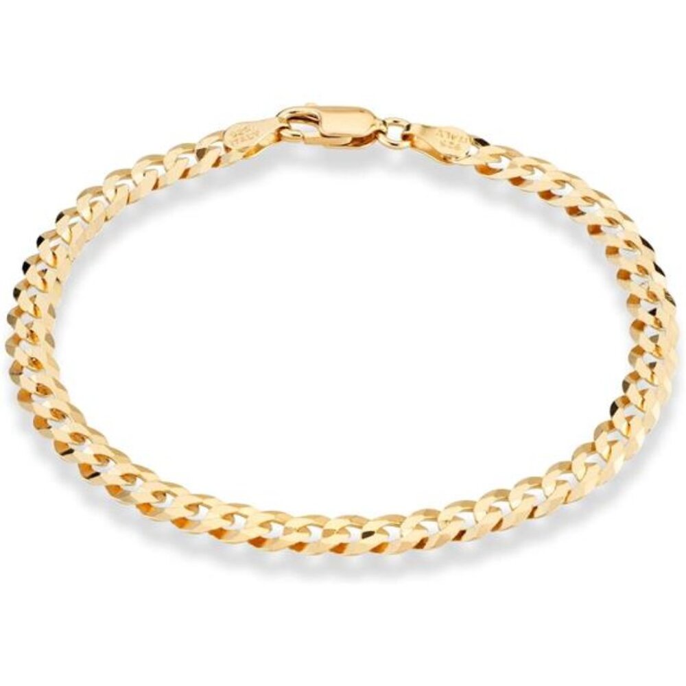Miabella 18K Gold Over Sterling Silver Italian 5mm Solid Diamond-Cut Cuban Link